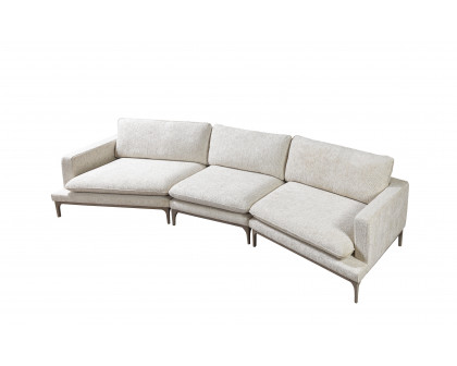 Nova - Dylan Ivory Linen 3-Piece Curved 126" Sectional with Ottoman