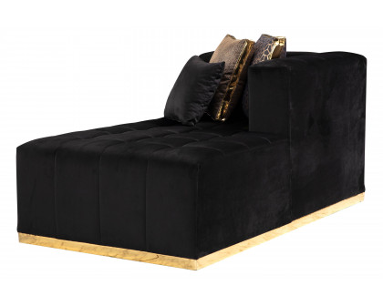 Nova Elisha Velvet Double Chaise Sectional - Black