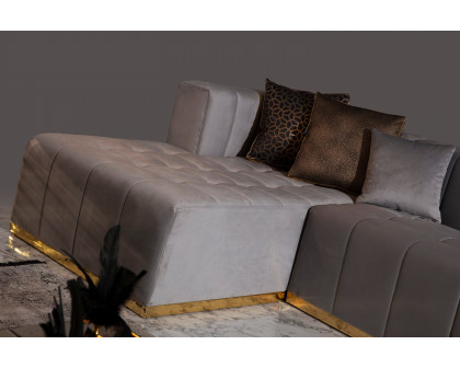 Nova Elisha Velvet Double Chaise Sectional - Gray