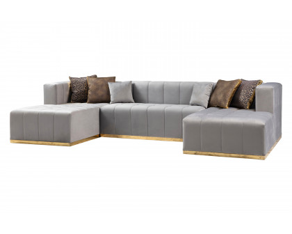 Nova Elisha Velvet Double Chaise Sectional - Gray