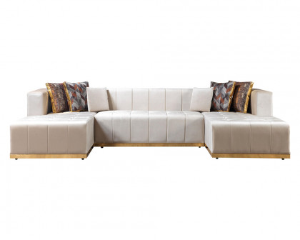 Nova Elisha Velvet Double Chaise Sectional - Ivory