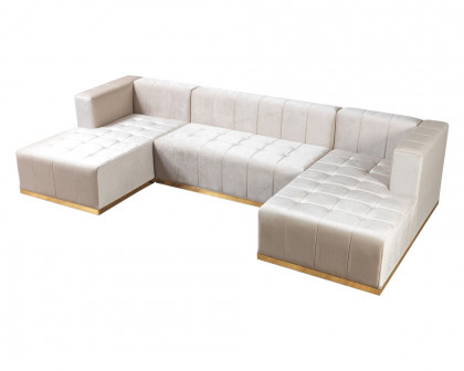 Nova Elisha Velvet Double Chaise Sectional - Ivory