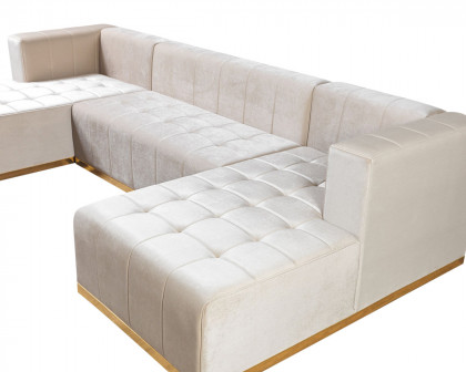 Nova Elisha Velvet Double Chaise Sectional - Ivory