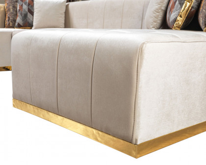 Nova Elisha Velvet Double Chaise Sectional - Ivory