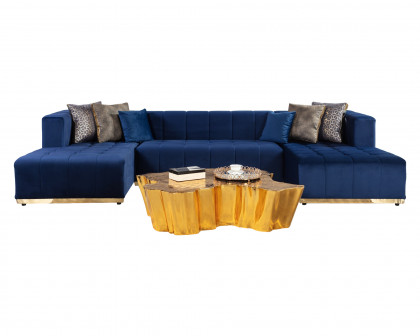 Nova Elisha Velvet Double Chaise Sectional - Navy