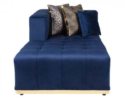 Nova Elisha Velvet Double Chaise Sectional - Navy