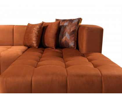 Nova - Elisha Orange Velvet Double Chaise 140" Sectional