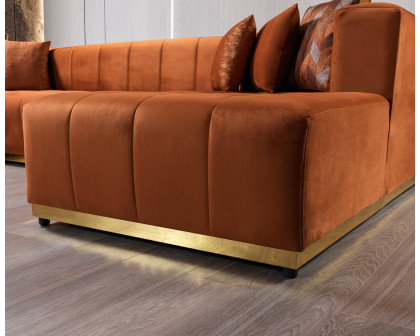 Nova - Elisha Orange Velvet Double Chaise 140" Sectional