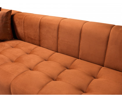 Nova - Elisha Orange Velvet Double Chaise 140" Sectional