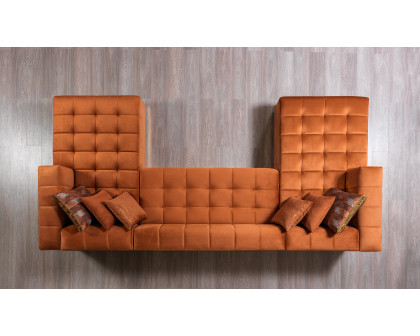 Nova - Elisha Orange Velvet Double Chaise 140" Sectional