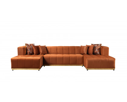 Nova - Elisha Orange Velvet Double Chaise 140" Sectional