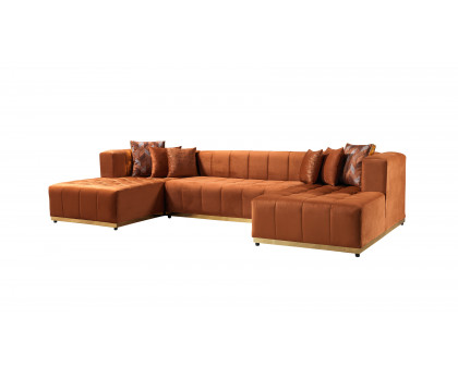 Nova - Elisha Orange Velvet Double Chaise 140" Sectional