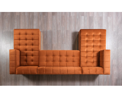 Nova - Elisha Orange Velvet Double Chaise 140" Sectional