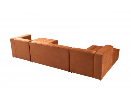 Nova - Elisha Orange Velvet Double Chaise 140" Sectional