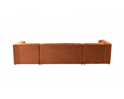 Nova - Elisha Orange Velvet Double Chaise 140" Sectional