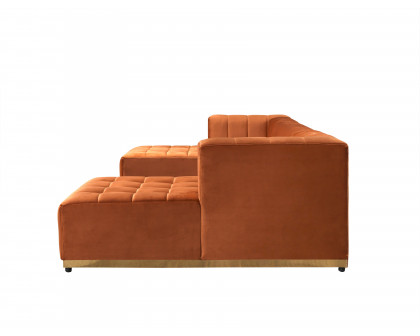 Nova - Elisha Orange Velvet Double Chaise 140" Sectional