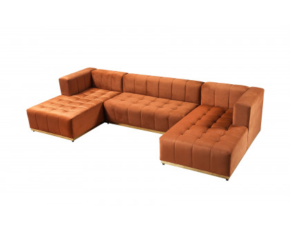 Nova - Elisha Orange Velvet Double Chaise 140" Sectional