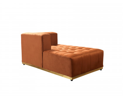 Nova - Elisha Orange Velvet Double Chaise 140" Sectional