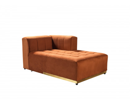 Nova - Elisha Orange Velvet Double Chaise 140" Sectional