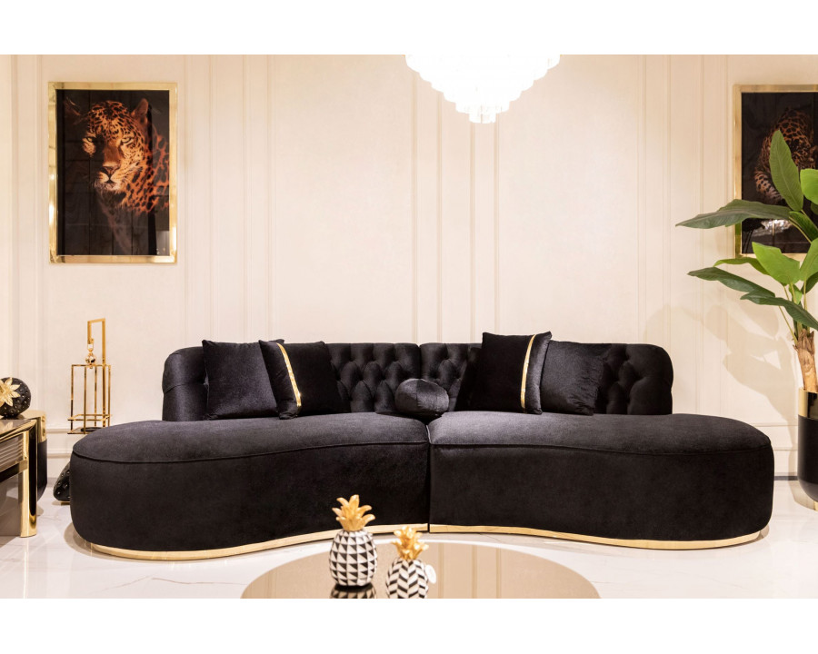 Nova Ella Velvet Curved Sectional - Black