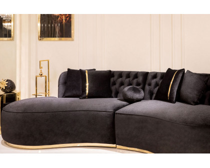 Nova Ella Velvet Curved Sectional - Black