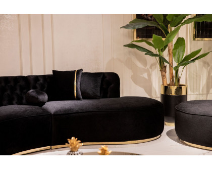 Nova Ella Velvet Curved Sectional - Black