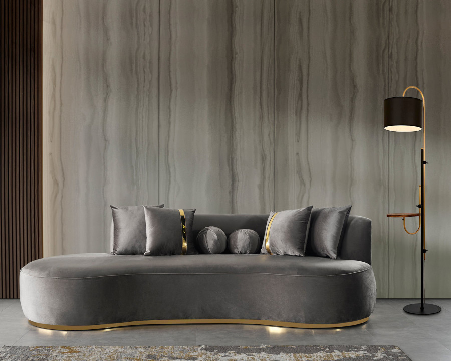 Nova Ella Velvet Chaise Lounge - Gray