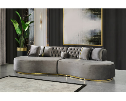 Nova Ella Velvet Curved Sectional - Gray