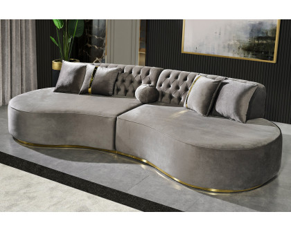 Nova Ella Velvet Curved Sectional - Gray