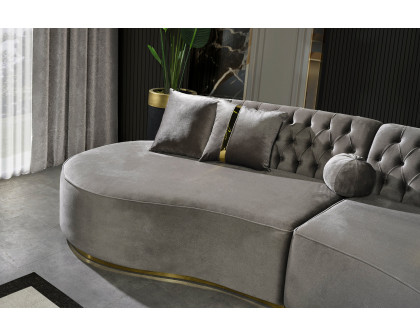 Nova Ella Velvet Curved Sectional - Gray