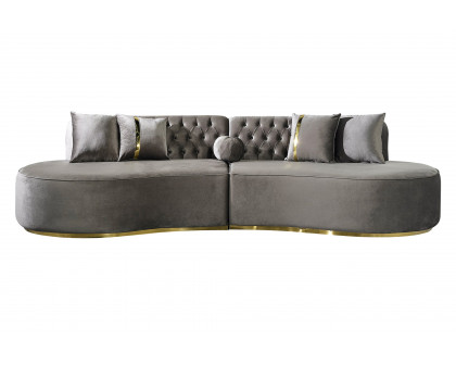 Nova Ella Velvet Curved Sectional - Gray