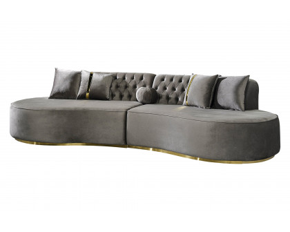 Nova Ella Velvet Curved Sectional - Gray