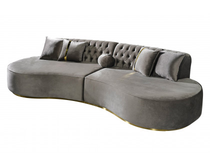 Nova Ella Velvet Curved Sectional - Gray