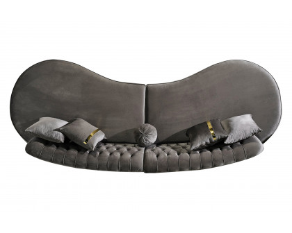 Nova Ella Velvet Curved Sectional - Gray