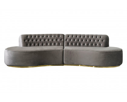 Nova Ella Velvet Curved Sectional - Gray