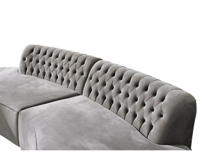 Nova Ella Velvet Curved Sectional - Gray