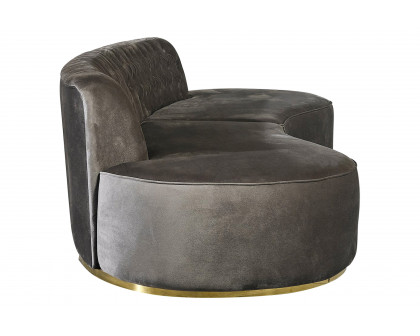 Nova Ella Velvet Curved Sectional - Gray