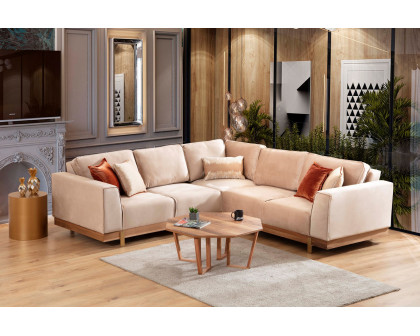 Nova - Emily Velvet Sectional in Beige