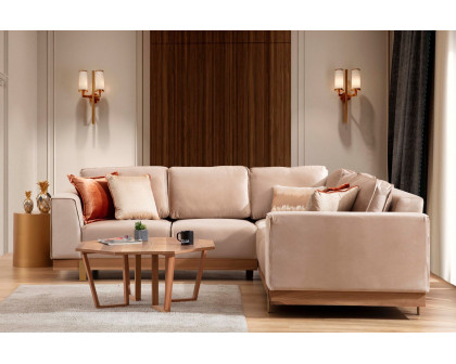 Nova - Emily Velvet Sectional in Beige