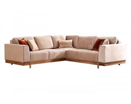 Nova - Emily Velvet Sectional in Beige