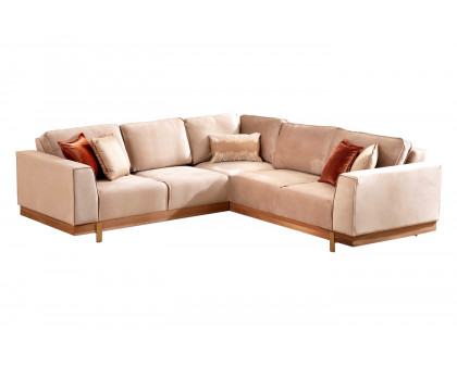 Nova - Emily Velvet Sectional in Beige