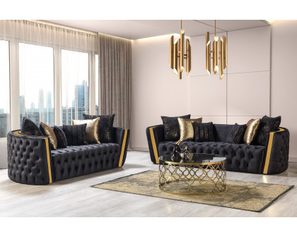 Nova Fanci Velvet Sofa & Loveseat - Black