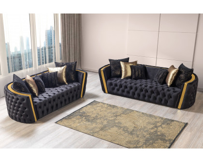 Nova Fanci Velvet Sofa & Loveseat - Black