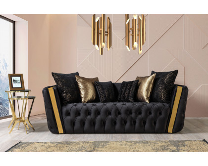 Nova Fanci Velvet Sofa & Loveseat - Black