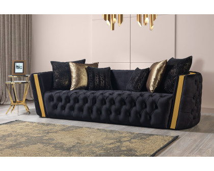 Nova Fanci Velvet Sofa & Loveseat - Black