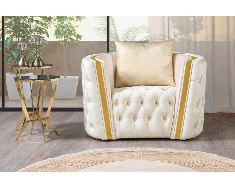 Nova Fanci Velvet Chair - Ivory