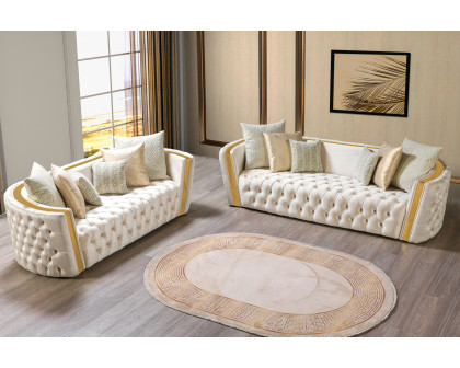 Nova Fanci Velvet Sofa & Loveseat - Ivory