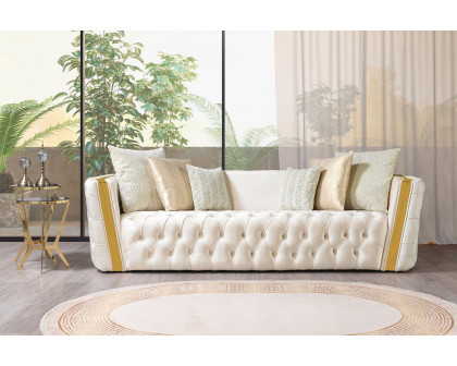 Nova Fanci Velvet Sofa & Loveseat - Ivory