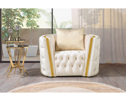 Nova Fanci Velvet Sofa & Loveseat - Ivory