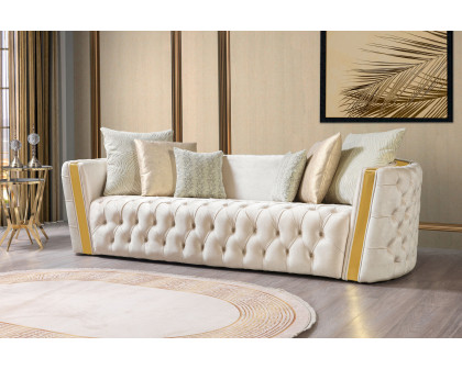 Nova Fanci Velvet Sofa & Loveseat - Ivory